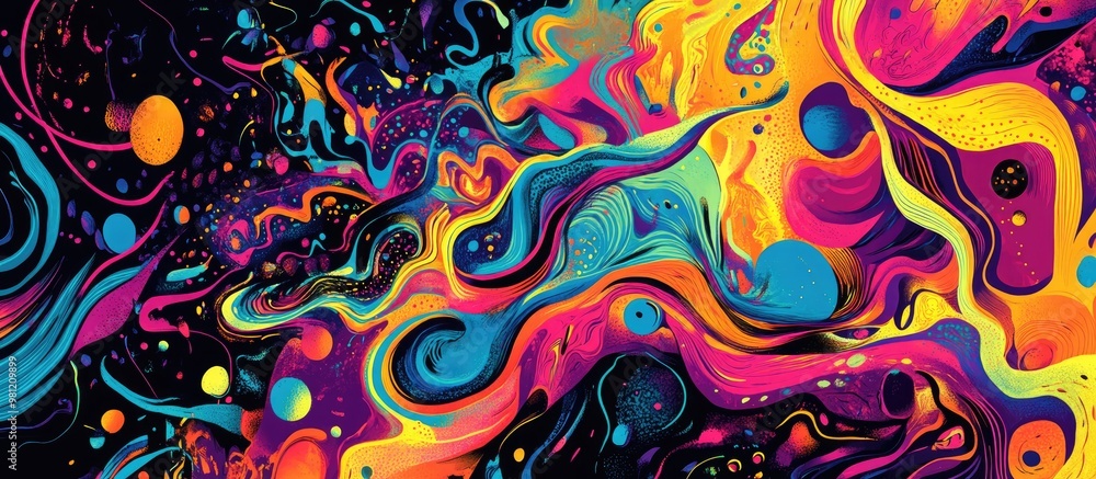 Poster vibrant abstract background featuring a dynamic mix of colors and chaotic elements a psychedelic and