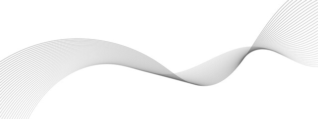 Undulate Grey Wave Swirl, frequency sound wave, twisted curve lines with blend effect. Technology, data science, geometric border pattern. Isolated on white background. Vector illustration.