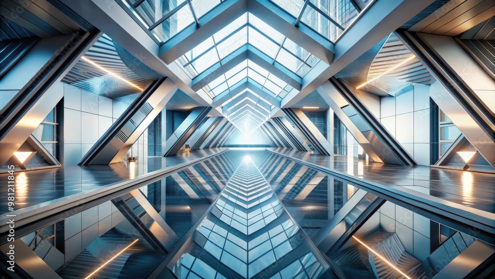 Aufkleber Abstract architectural design featuring futuristic shapes and geometric patterns, abstract, architecture, modern
