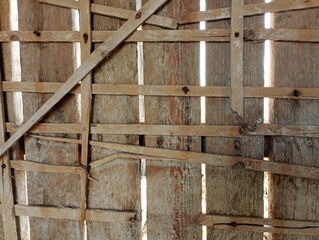 The background is made of old boards fastened together with thin wood shavings. Background from...