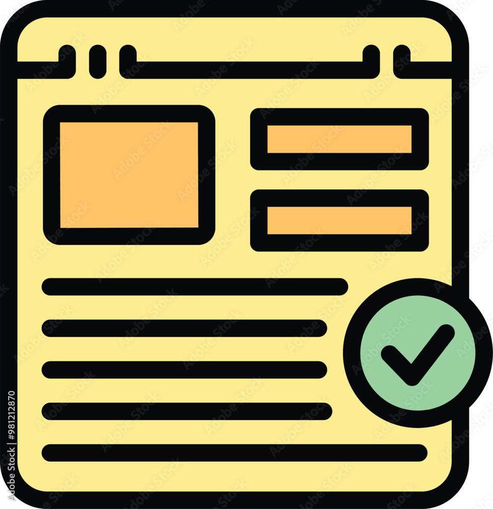 Poster simple modern color icon representing a successfully completed web design project