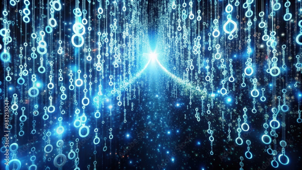 Poster infinite random numbers cascading in a mesmerizing rendering background, perfect for technology and 