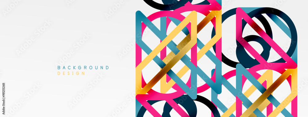 Aufkleber abstract background - colorful circle lines technology or business digital template