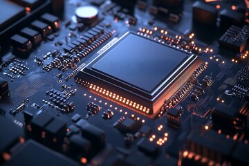 Fototapeta premium Close-up of a Microchip Circuit Board
