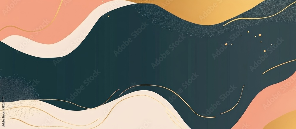 Poster abstract multicolored background featuring shapes and golden elements