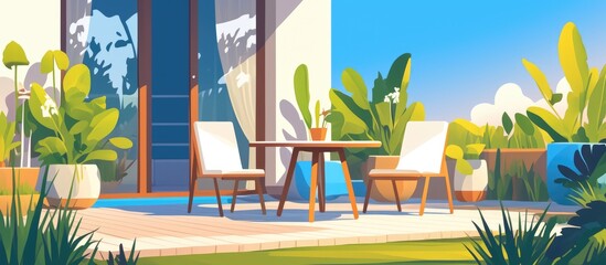 Suburban Backyard Patio Serene Home Garden Setting