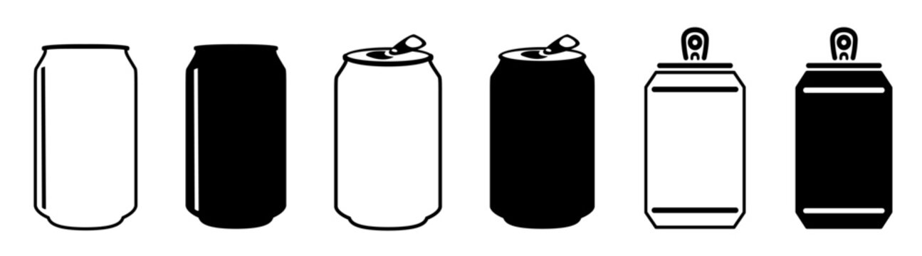 Soda can icon vector illustration black line.. Beverage, sign and symbol soda and juice silhouette.