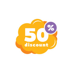 50% Discount Sale Tag Label Vector Template Design Illustration