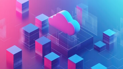 Obraz premium Cloud Computing Technology And Data Center With Deep Learning 3D Illustration