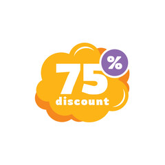 75% Discount Sale Tag Label Vector Template Design Illustration