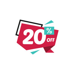 20% Discount Sale Tag Label Vector Template Design Illustration