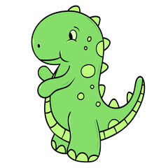 Obraz premium Cute baby green dinosaur