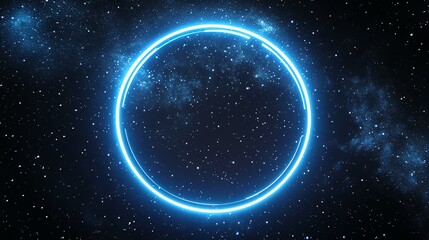 A glowing blue circle floating in a starry night sky, representing cosmic energy and infinity in a stunning visual display.