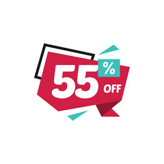 55% Discount Sale Tag Label Vector Template Design Illustration