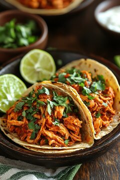 Tinga - Shredded chicken cooked in a tomato and chipotle sauce, often served in tacos or tostadas.