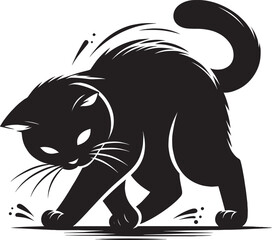 Angry Cat Silhouette isolated on a white background Minimalist cute cat vector shape