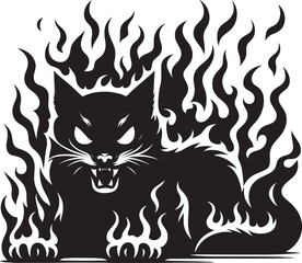 Angry Cat Silhouette isolated on a white background Minimalist cute cat vector shape