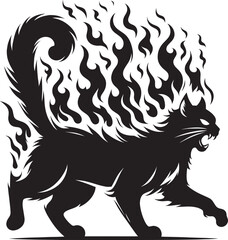 Angry Cat Silhouette isolated on a white background Minimalist cute cat vector shape