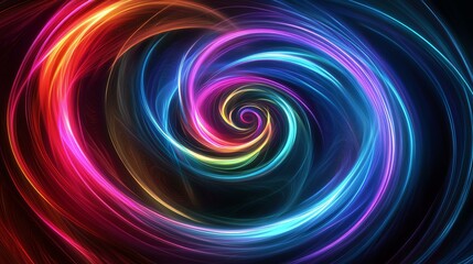 A vibrant swirl of colorful light, creating a mesmerizing visual effect with a blend of blue, pink, and yellow hues.