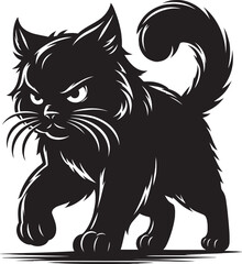 Angry Cat Silhouette isolated on a white background Minimalist cute cat vector shape