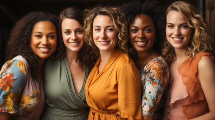 Obraz premium Diverse Women Body Positivity Group. Multicultural Femininity Variety
