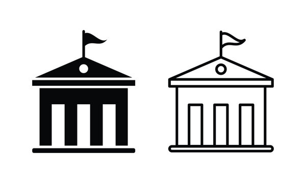 City hall building line icon set. Capitol symbol, Architecture and Travel collection. outline vector sign, linear style pictogram, vector illustration on white background.