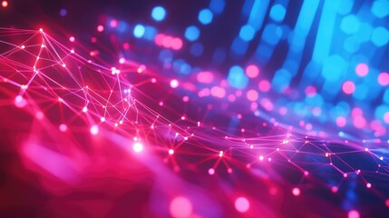 Fototapeta premium Technology And Digital Connection Concept Background Abstract Futuristic Tech Network With Depth Of Field Glow And Blur Effect