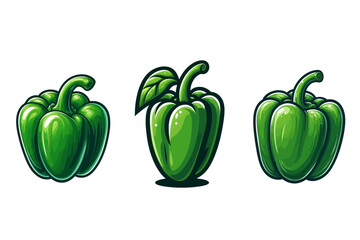 Green Bell Peppers  Capsicum  Vector Icon Isolated