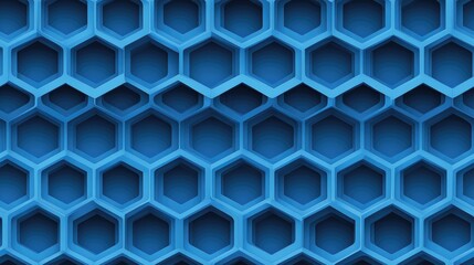 Seamless geometric volumetric pattern featuring a blue isometric honeycomb design Rasterized format