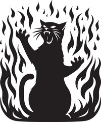Angry Cat Silhouette isolated on a white background Minimalist cute cat vector shape