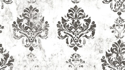 Obraz premium Distressed damask seamless pattern tile on a white background