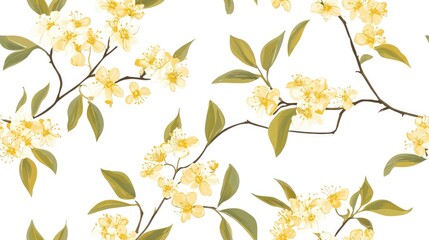 Pattern illustration of sweet osmanthus flowers on a white background