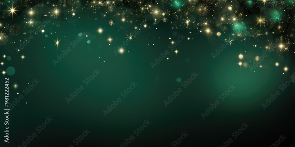 Poster golden glitter sparkling on a surface with a golden bokeh effect background, creating a luxurious an