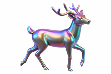 Obraz premium Dynamic Flat Holographic Reindeer Illustration: Shimmering Background & Zoom Effect for Modern Business Presentations