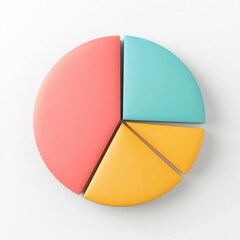 Obraz premium Business pie chart, showing market share, 3D illustration, copy space for text,