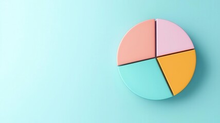 Fototapeta premium Business pie chart, showing market share, 3D illustration, copy space for text,