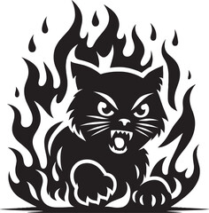 Angry Cat Silhouette isolated on a white background Minimalist cute cat vector shape
