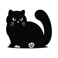 vector cat black and white with white background