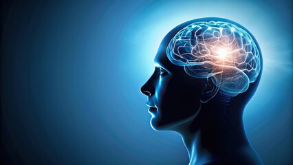 Obraz premium Silhouette of head with brain inside, symbolizing ideas and intelligence, brain, intelligence, mind, creativity