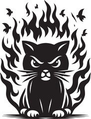 Angry Cat Silhouette isolated on a white background Minimalist cute cat vector shape