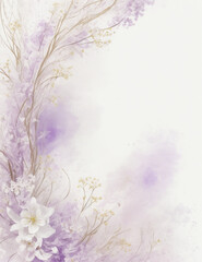 watercolor floral background - abstract purple floral background with white flowers - Generative AI