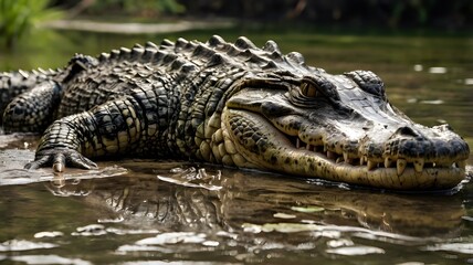 Fototapeta premium alligator in the swamp