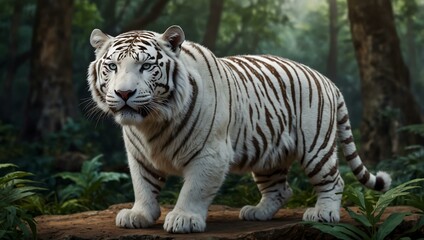 Cartoon white tiger illustration.