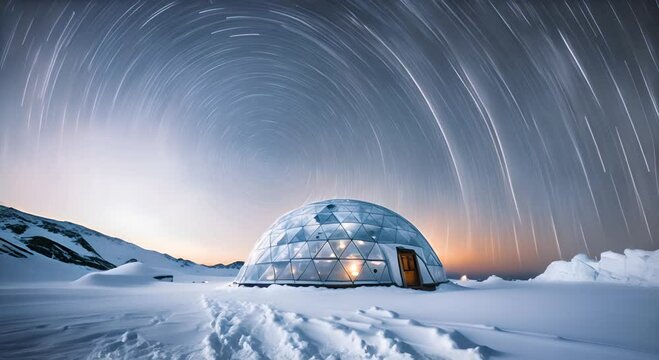 Igloo in the middle of the snow.
