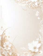abstract floral background - abstract golden floral background with white flowers - Generative AI
