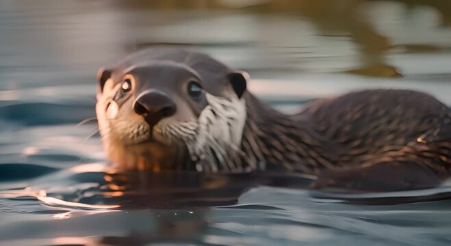 Otter in the river.