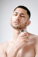 Man using cream. Health care concept. SPA