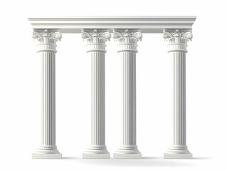 Obraz premium Flat Vector Illustration of Floating Democratic Pillars: A Wide Shot Showcasing Engraved Principles of Democracy in Balanced Formation on White Background