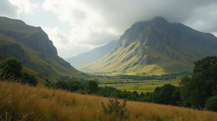 Fototapeta premium Stunning Aerial Views of Ireland's Verdant Valleys and Majestic Cliffs for Travel and Nature Photography Enthusiasts
