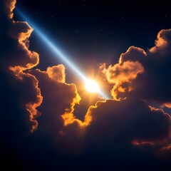 Fototapeta premium Sunset in the clouds. 3D visualization of the evening sky.